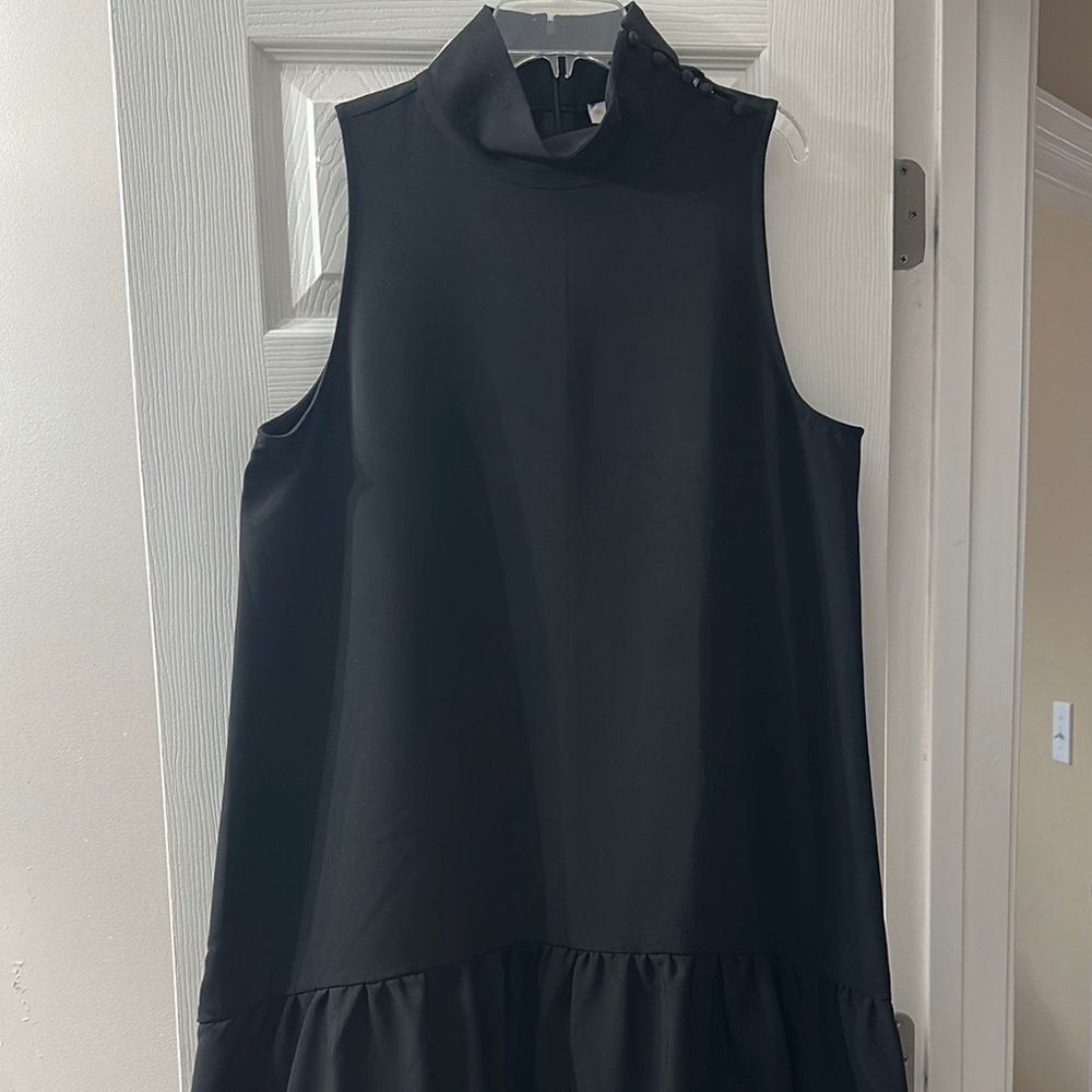 Mock Neck Black Sleeveless Dress